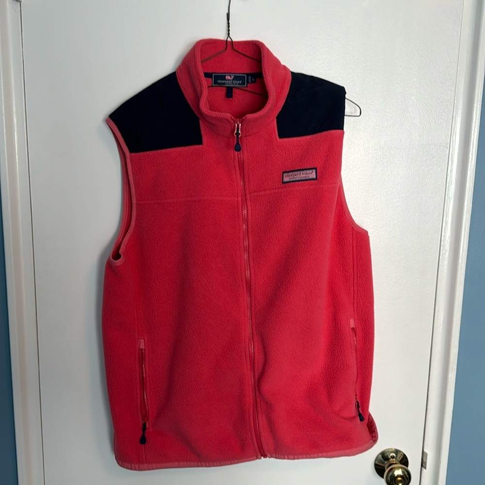 Vineyard Vines Full Zip Vest Pink Large